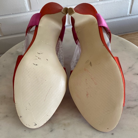 NEW NINE WEST Slingback Peep Toe Satin Heeled Sandals Size 7 1/2 M ❤️ - Picture 7 of 17